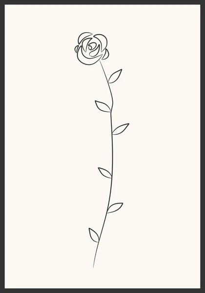Handgezeichnete Blume Rose Handgezeichnetes Florales Element Auf Beigem Hintergrund Mit — Stockvektor