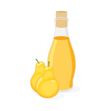 Düz bir şişede armut suyu. Vektör illüstrasyonu