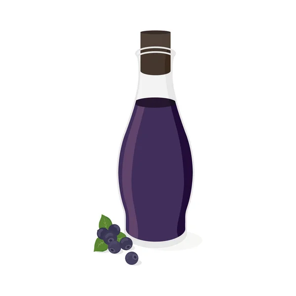 Blueberry Juice Bottle Flat Style Vector Illustration — Stock Vector