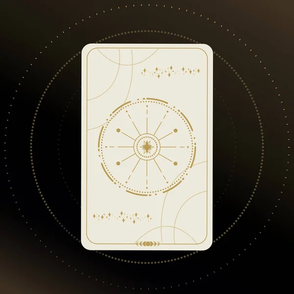 Siyah arka planda yıldızlı bir yıldız olan altın ve beyaz Tarot kartı. Tarot sembolizmi. Gizem, astroloji, ezoterik