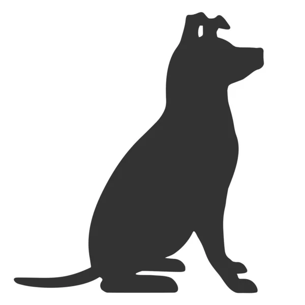 Χειροποίητη Σιλουέτα Καθιστικού Σκύλου — Διανυσματικό Αρχείο