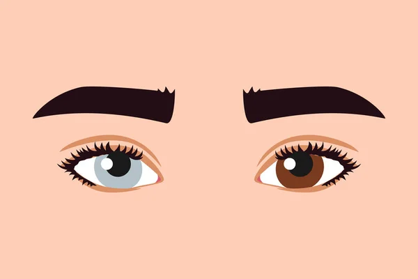 Olhos Coloridos Diferentes Heterocromia Cores Dos Olhos Azul Marrom Retina — Vetor de Stock