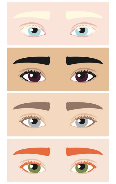 Set Different Eyes Eyebrows Colors World Sight Day World Retina — Stock Vector
