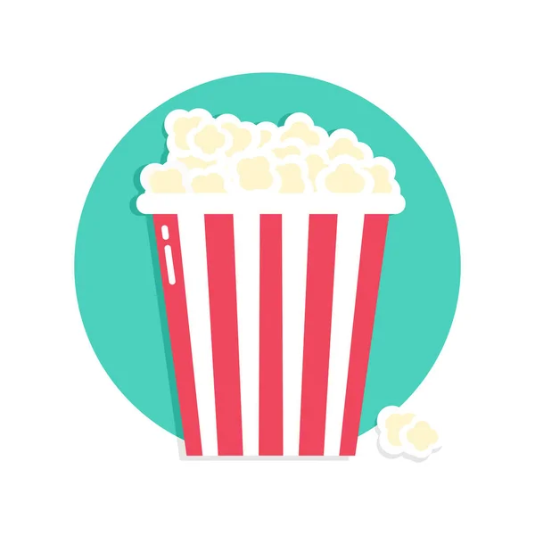 Popcorn Icoon Een Blauwe Cirkel Ronde Icoon Platte Stijl Vectorillustratie — Stockvector