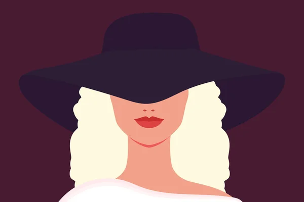 Retrato Una Mujer Rubia Con Sombrero Mujer Elegante Abstracta Ilustración — Vector de stock