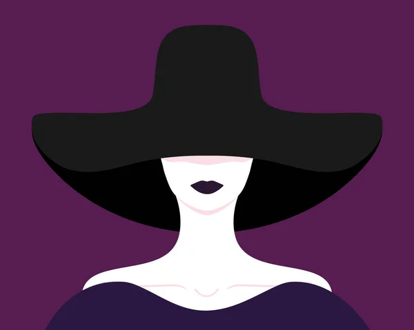 Portrait Femme Sans Visage Dans Chapeau Femme Élégante Abstraite Illustration — Image vectorielle