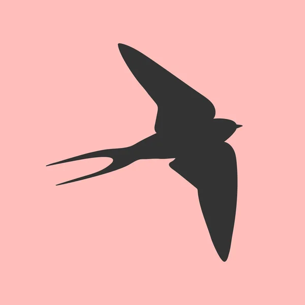 Flying Martin Silueta Pájaro Sobre Fondo Rosa Ilustración Vectorial — Vector de stock