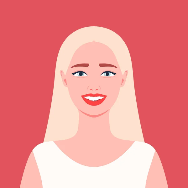 Die Junge Blonde Frau Lächelt Lächeln Sie Mit Zusammengebissenen Zähnen — Stockvektor