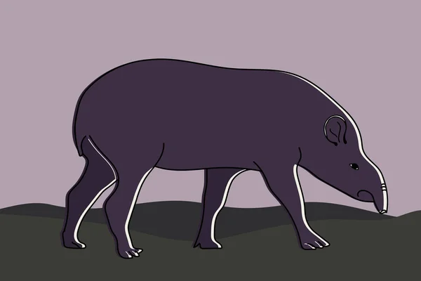 Tapir Animal Dessiné Main Fond Animal Exotique Illustration Vectorielle — Image vectorielle