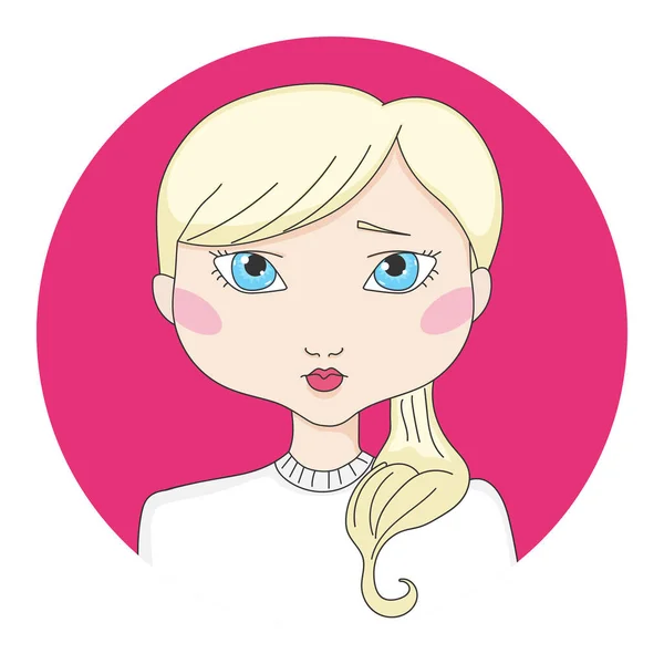 Girl with blonde hair and blue eyes character face anime style vector  illustration drawing isolated on square white background. Simple flat  cartoon art styled drawing. 26786990 Vector Art at Vecteezy