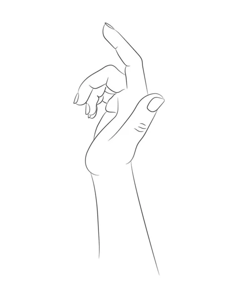 Handgezeichnete Hand Leere Kontur Isoliert Auf Weißem Hintergrund Handgezeichnete Weibliche — Stockvektor