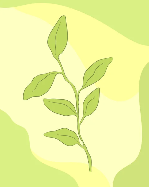 Planta Verde Joven Sobre Fondo Verde Amarillo Ilustración Del Vector — Vector de stock