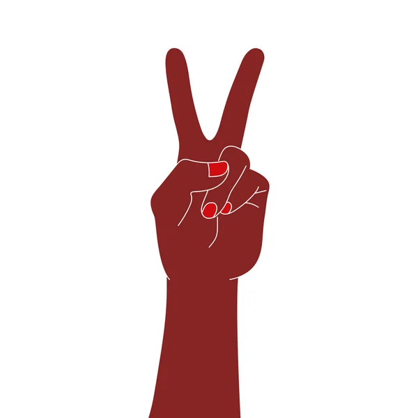 Weibliche Hand Mit Einer Geste Zeichen Für Sieg Oder Frieden — Stockvektor