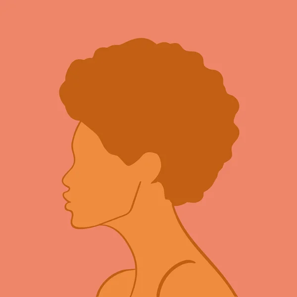 卷发妇女的抽象肖像 无脸女性轮廓轮廓 最小的设计 矢量艺术 — 图库矢量图片
