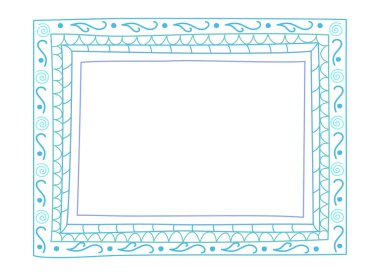 Çocukça çizilmiş karalama çerçevesi. Açık mavi el çizilmiş çerçeve. Vektör illüstrasyonu