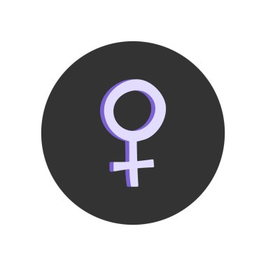 Çemberin içinde el çizimi kadın cinsiyet sembolü. Vektör illüstrasyonu beyaz arkaplanda izole edildi