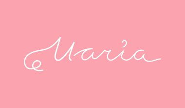 Maria adında bir kadın. El yazısıyla kaligrafi yazan bir kız ismi. Vektör illüstrasyonu