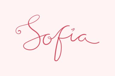 Sofia adında bir kadın. El yazısıyla kaligrafi yazan bir kız ismi. Vektör illüstrasyonu