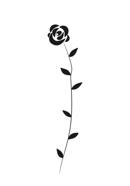 Hand drawn rose flower. Rose silhouette. Vector illustration