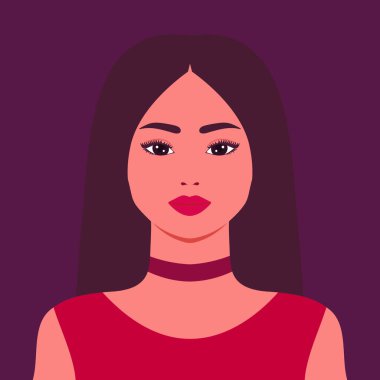 Güzel kadın boğuldu. Portre ya da genç bir kızın avatarı. Vektör illüstrasyonu