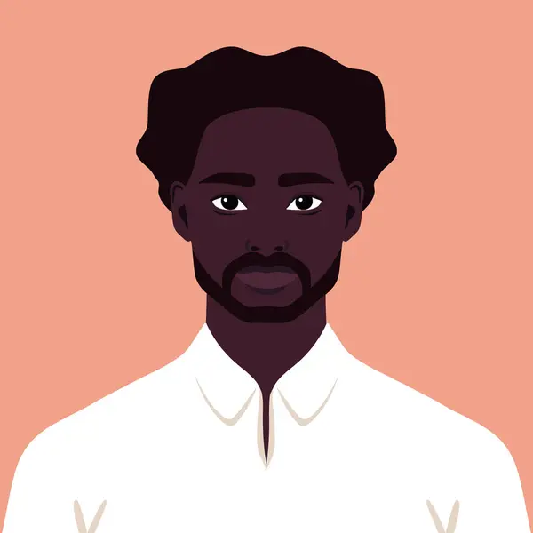 Porträtt Ung Afrikansk Man Med Skägg Abstrakt Kille Eller Elev Vektorgrafik