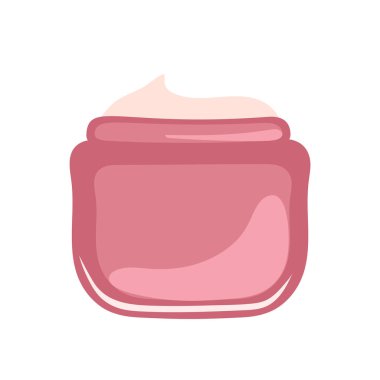 Yüz kremiyle çizilmiş bir kavanoz. Kozmetik ürünü. Vektör illüstrasyonu