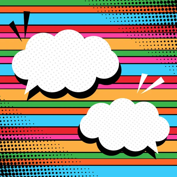 Konuşma baloncuklu Retro Pop tarzı şablon. Vektör illüstrasyonu