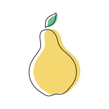 Beyaz arka plana el çizimi armut. Meyve taslağı. Vektör illüstrasyonu