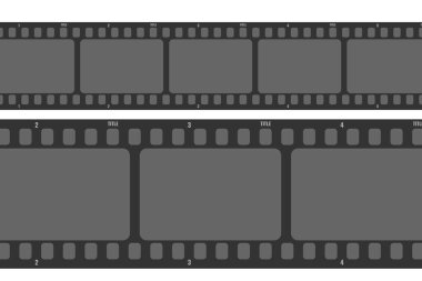 Uzun metrajlı film şeridi. Sinema ve film yapma konsepti. Vektör illüstrasyonu 