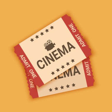 Retro vintage sinema biletleri. Sinema biletleri şablonu. Düz biçimli vektör illüstrasyonu