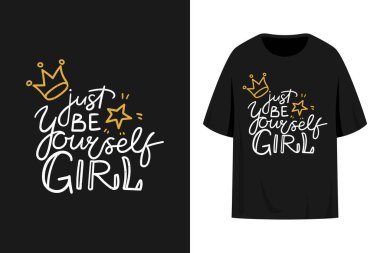 Motivasyon alıntılı tişört baskısı tasarımı. Kendin ol yeter. Grunge desenli harfler. Vektör illüstrasyonu
