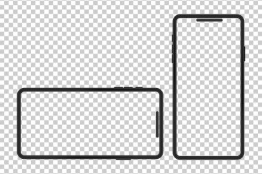 Şeffaf arkaplanda akıllı telefon çerçevesi modeli. Vektör illüstrasyonu