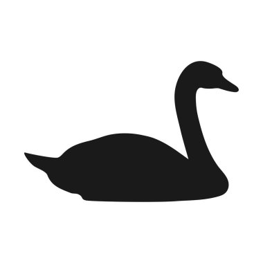 Beyaz arka planda izole edilmiş yüzen kuğu silueti. Kuş gölgesi. Vektör illüstrasyonu