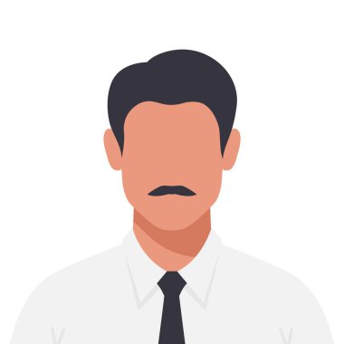 Gömleği ve kravatı olan soyut yüzsüz genç adam. Ofis çalışanı ya da öğrenci erkek avatar. Vektör illüstrasyonu