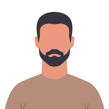 Kısa saçlı, soyut, sakalsız bir adam. Sakallı erkek avatar. Vektör illüstrasyonu