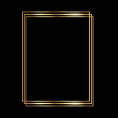 Parlak geometrik altın çerçeve. Düğün davetiyeleri için lüks altın sınır. Vektör illüstrasyonu
