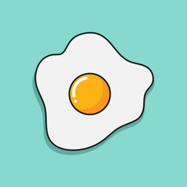 Mavi arkaplanda sade kızarmış yumurta çizgisi simgesi var. Sağlıklı kahvaltı. Vektör illüstrasyonu