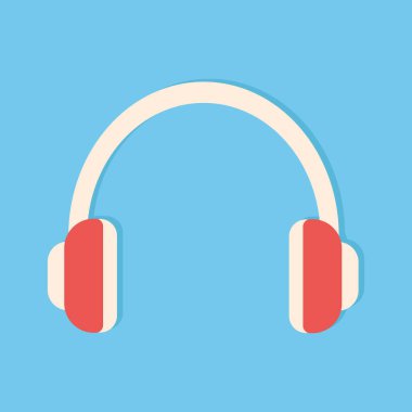 Mavi arkaplandaki Retro kulaklık simgesi. Vektör illüstrasyonu