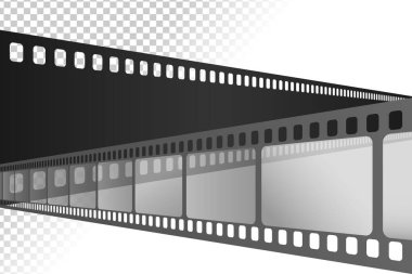 Şeffaf arkaplanda iki çapraz film şeridi. Vektör illüstrasyonu