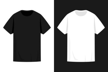 Siyah beyaz tişört şablonları. Ön manzara. Vektör illüstrasyonu