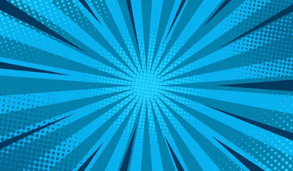 Güneş ışınları ve noktalarla pop sanatında komik bir arka plan. Renkli yarım tonlu Retro tarzı arkaplan. Vektör illüstrasyonu