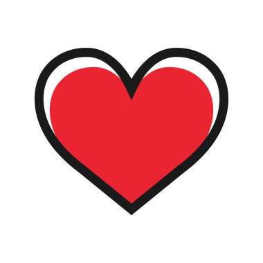 Beyaz arkaplanda izole edilmiş vektör çizgisi kırmızı kalp simgesi. Vektör illüstrasyonu