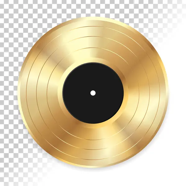 Şeffaf arka planda izole edilmiş gerçekçi altın plak plağı. Vektör illüstrasyonu
