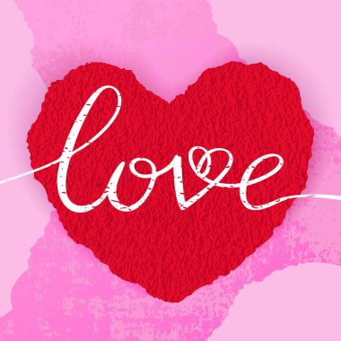 Sevgililer Günü kartında kırmızı kalpte 