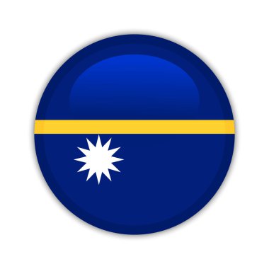 Nauru ulusal bayrak düğmesi. Nauru Cumhuriyeti 'nin yuvarlak rozet ikonu. Vektör illüstrasyonu