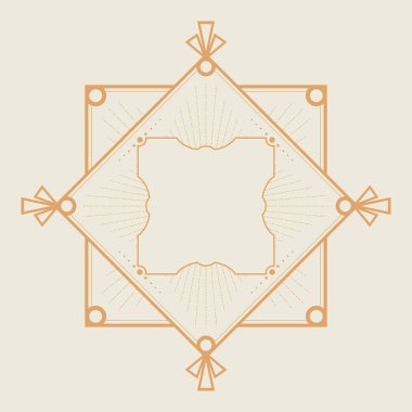 Altın Art Deco çerçeve ışık arka planında altıgen şekilli. Klasik Art Deco sınır tasarımı. Vektör illüstrasyonu