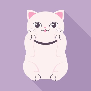 Pençelerini kaldırmış sevimli, komik bir kedicik. Kedi yassı çizgi film ikonu. Vektör illüstrasyonu