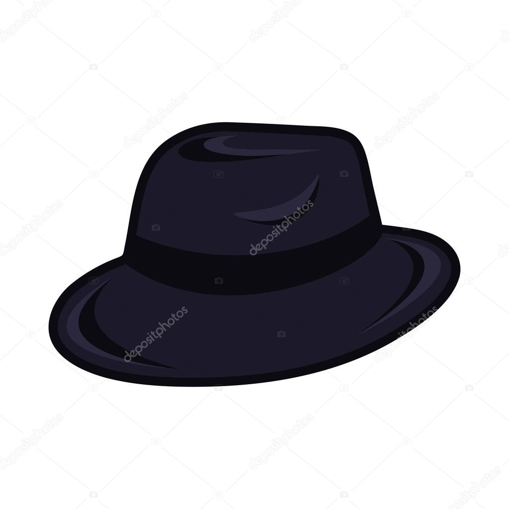 Retro dark blue vintage hat isolated on white background. Gentleman hat. Vector illustration