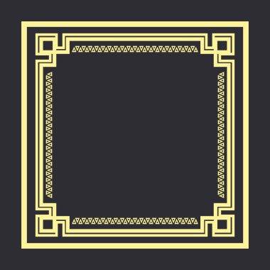 Antika Art Deco çerçevesi. Golden Art Deco sınır tasarımı. Vektör illüstrasyonu