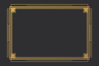 Dikdörtgen şeklinde klasik bir Art Deco çerçeve. Art Deco sınır tasarımı. Vektör illüstrasyonu